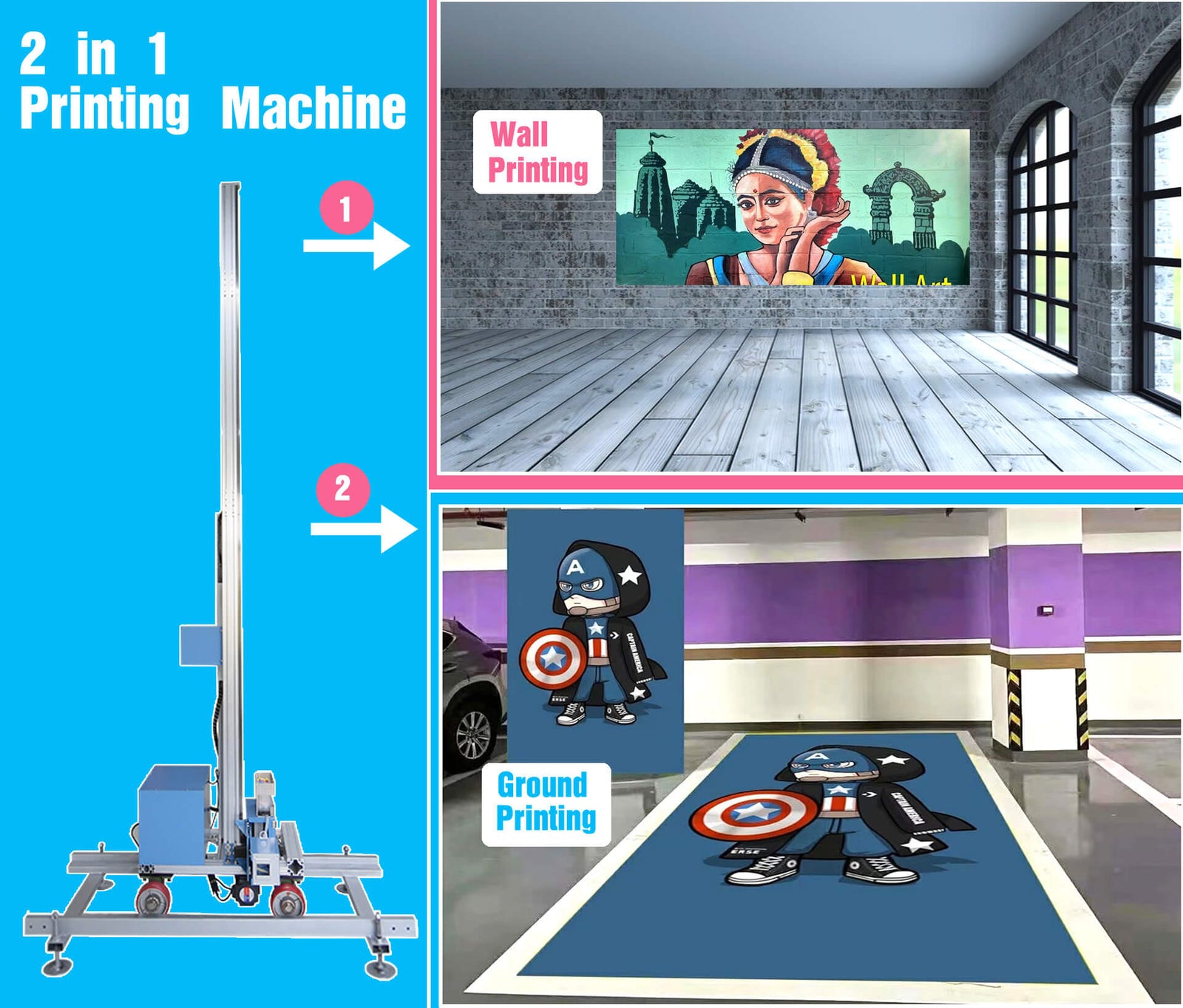 2 in 1 wall printer also for ground printing