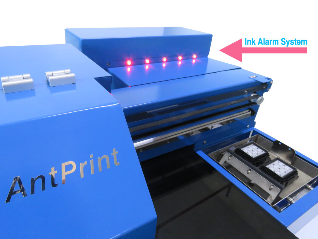 dtg printer with ink alarm system